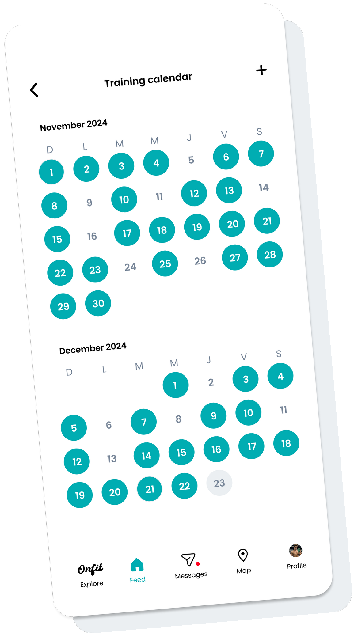 Calendrier d'entraînement OnFit